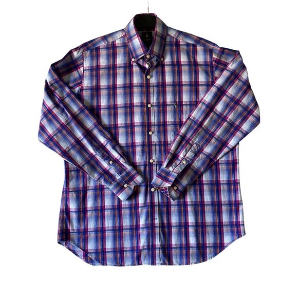 TAILORBYRD Shirt Plaid Long Sleeve Flip Cuff Button Front Shirt Size XL - Picture 1 of 11